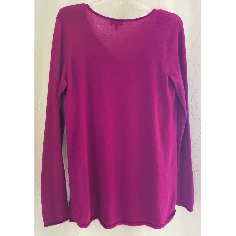 The Limited V‎ Neck Long Sleeve Lightweight Sweater Womens Sz M Magenta